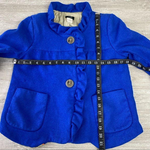J.Crew Neon Blue Ruffle Front Wool Peacoat 6 - Picture 2 of 6
